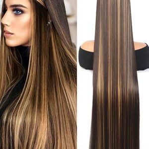 Classic Brown with Blonde Highlights Women’s Straight Hair Extension